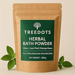 Treedots Sunnipindi Powder, Ubtan Powder - 3 in one | Ubtan Body Scrub | Face Pack | Mask (200g), for Women, Baby, Body, Men, Skin Whitening (Sunni pindi, Nalangu Maavu, Sugandhi Utane, Utne, Uttan)-55