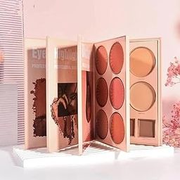 Everdiva 4-in-1 Makeup Book Palette All in One - Eyeshadow Palette, Highlighter Makeup, Blusher Contour, Bronzer Powder - Professional Cosmetic Kit for a Flawless Look For Women-1
