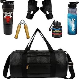 Duffle Gym Bags for Men Premium Gym Accessories Combo Set for Men and Women Workout with Whey Bottle,Gripper,Duffle Bag,Hand Gloves Sipper/Shaker -All-in-One Fitness Gym Kit (Black+Black)-image-94