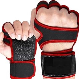 Leosportz Workout Gloves with Wrist Support for Gym Workouts,Pull Ups,Cross Training,Weightlifting,Calisthenics,WOD- Silicone Padding - Great Hand Grip&No Calluses (Red Gym Gloves)-image-80