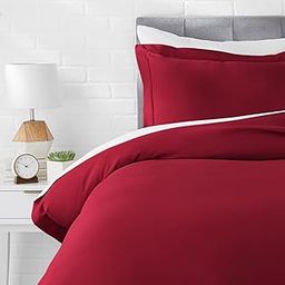 AmazonBasics Polyester Microfiber Quilt Cover Set with pillow cover - Single, 2-Piece (66x90-inch), Burgundy-12