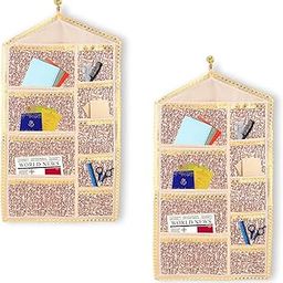Kuber Industries Pack of 2 Wall Hanging Organizer with 9 Pockets | Multi-Purpose Magazine, Newspaper & Letter Holder | Ideal for Hostel Essentials & Office Documents | Golden Shining PWG - Purple-image-14