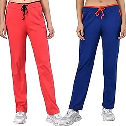 myo Plain Cotton Stylish Track Pants for Women for Daily use |Track Pants for Women Combo Pack of 2 Size 36 Carrot::Royal-picture-27