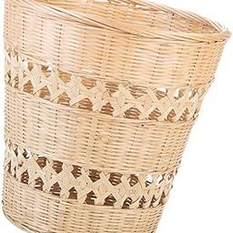 1pc Bamboo Trash Can Handmade Woven Basket Home Rubbish Can Waste Paper Basket Weave Rubbish Container Woven Rubbish Basket Rustic Style Trash Can Natural Woven Trash Can-image-82