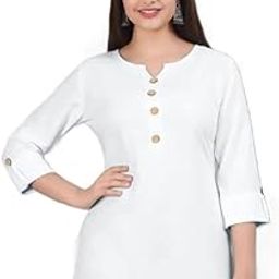 White Women's Ethnic Casual Top for Regular use Cottonblend-picture-27