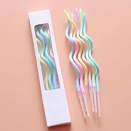 PartyToko Pastel Color Twisty Birthday Candles Set Metallic Curly Coil Candles Holders Cake Cupcake Candles for Wedding, Birthday, Baby Shower Kids, Party Supplies,Cake Decoration (Pack of 6)-image-94