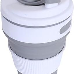 Kuber Industries Collapsible Coffee Cup|Silicone Portable Travel Coffee Mug|Camping Cup with Lid for Travel,Hiking Outdoors,350 ML,(Gray)-image-29