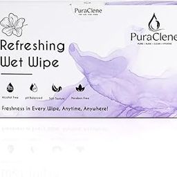 PuraClene Refreshing Wet Wipes, Alcohol-Free, pH Balanced, Paraben-Free, Soft Texture, Refreshing Wet Wipes purple Pack of 50-image-0
