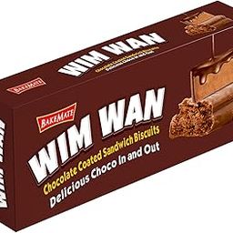 BAKEMATE Wim Wan Chocolate Sandwich Biscuits 150g (10 Pieces) - Chocolate Coated Cream Filling, Crunchy Wheat | Perfect for Tea Time Snacks & Kids Lunch Box | Cocoa Vanilla Flavor | Ready-to-Eat Indian Biscuits-image-61