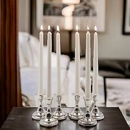 HOSLEY Wax Pack of 6 Unscented Taper Candles|10 Inch Long|Smokeless & Dripless|Long Burning|Perfect for Home Decor, Lighting|Burn Time 9 Hours|White-image-35