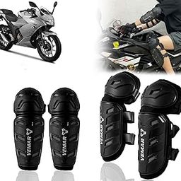 Auto Pearl Motorcycle Knee Shin Guards Elbow Pads, 4 in 1 Monstor Style Knee Shin Safe Protection Armor for Moto Cycling Racing compatible with Gixxer 250 (Black, 4Pcs)-image-69