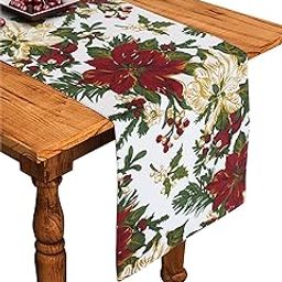 Airwill Cotton Maroon Flower Designed Floral Pattern Table Runner Length 152cm (Red, Pack of 1)-17