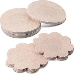 Nipple Covers for Women Disposable Nipple Breast Covers Breast Pasties Comfortable & Sexy Adhesive Satin Petals and Flower Shape Pasties Beige-image-89