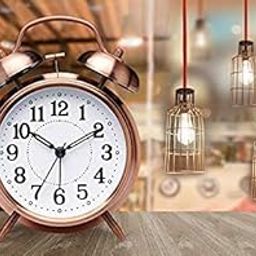 Pro Bullion Vintage Twin Bell Copper Table Alarm Clock with Night Led Light Alarm Clocks for Heavy Sleepers, Alarm Clock for Kids (Copper)-18