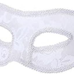 Venetian Women Translucent Mask for Masquerade Ball Halloween Party White-image-10
