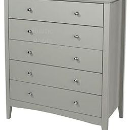 Scalloped Wooden Chest of Drawers - 5 Drawer Dresser : Timeless Elegance for Your Home - Handcrafted with Care. (Grey)-21