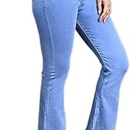 Women's Bell Bottom Ice Blue Jeans – High Waist Stretch Denim Flare Pants – Retro 70s Look for Casual & Chic Outfits-picture-0