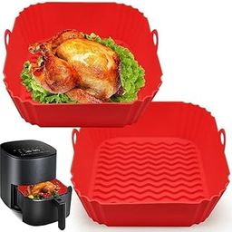 2 Pack Square Air Fryer Tray – Nonstick, Reusable, Heat-Resistant Basket Insert for 8QT+ Air Fryers – Compatible with Ninja, Cosori, Instant, and More-picture-21
