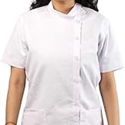 Medilinen Women's Dental Apron | Half Sleeves | Mandarin Collar | Breathable Polyviscose Fabric | Comfortable | Durable | Uniform for Doctors Nurse & Dentist, 36-image-0