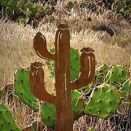 UJEAVETTE Outdoor Garden Stake Weatherproof Cactus Sculpture for Spring Pathway Garden-image-15