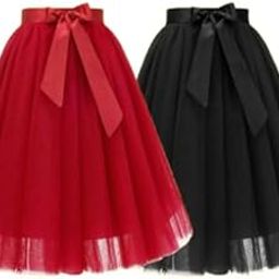 Girls Tulle Skirts A-line Mesh Skirt Tutu Skirts Dress for Toddler Girls Pack of 2(Red&Black8 Years - 9 Years)-image-11