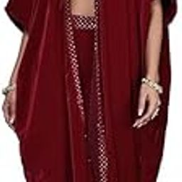 Maroon Embellished Polyester Co-Ords-picture-11