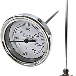 "Ji" Japsin Instrumentation Temperature Gauge, Bimetal Dial Thermometer, 2 1/2" Dial, Range 0 to 300°C, 12" Long Stem, Direct Mounting Back Entry, 1/2" BSP (M) Connection, Complete SS Body-image-11