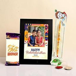 Half Engineer Om Rakhi Gift for Brother with Chocolate Gift Combo, Rakhi with Personalised Photo Frame for Bhaiya, Kids Boy, Rakhi Set of 1, Single Rakhi with Roli Chawal Set-image-73