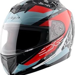 Vega Edge US Army ISI Certified Gloss Finish Full Face Helmet for Men with Clear Visor -Black Red-L-picture-9