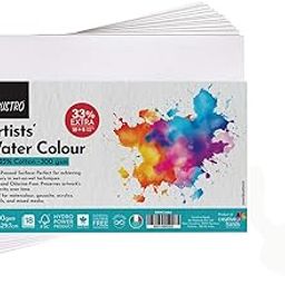 BRUSTRO Artist's Watercolour Paper | 300 GSM, A4, 25% Cotton, Cold Pressed | Pack of 18+6 Sheets | Ideal for Professional Painting, Dry & Wet, Acrylic, Gouache Fine Art Students.-11
