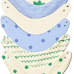 Nintara Baby Bandana Bibs - 100% Organic Premium Muslin Cotton, Absorbent, Soft, Adjustable Snap Buttons, Reversible, 6-Layers for Drooling, Teething, Feeding, Gifts for Babies Ages 0-3, Pack of 6-picture-13