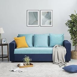 FURNY Livino 3 Seater Fabric Sofa Set (Aqua Blue-Dark Blue)-image-29