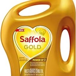 Saffola Gold Refined Cooking oil | Power of 3 - Balance of Good Fats, Triple Anti-Oxidant System & Fortified with Vitamins | Multi-Source Edible Rice Bran & Corn Oil | 3 Litre Jar-image-90