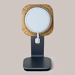 NOOE Monocle Mag Safe Mobile Charging Stand | Morden Structure & Aged Oak Wood | Ideal for Apple Cellphone Holder | Compatibility iPhone 12 & Above | Perfect Phone Charger-18