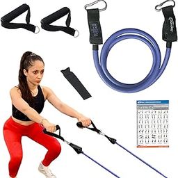 Joyfit Resistance Tube - Stackable Toning Tube Bands, Foam Handles,Door Anchor & Workout Chart Resistance Band for Home & Gym Workout, Strength Training and Workout for Men and Women.[1pc]-image-4