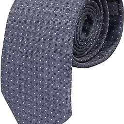 Mens Floral Micro Self, Necktie Gift Set Formal Tie (Pack of 1) (Grey Dotted)-image-3