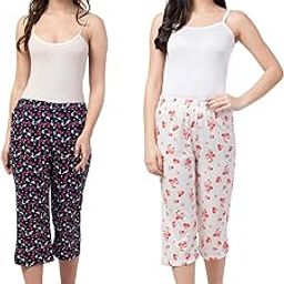 Women's Cotton Printed Nightwear Capris Pack of 2-image-6