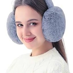 Winter Earmuff Soft Plush Foldable Windproof Thicken Ear Fluffy Solid Color Elastic Ear Cover Head Accessory, Multicolor. Pack of 1-image-1