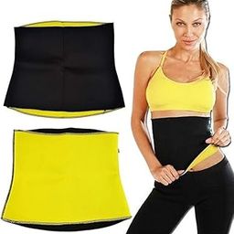 Unisex Non-Tearable Sweat Slim Belt Body Shaper (Black and Yellow) Size Small-image-71
