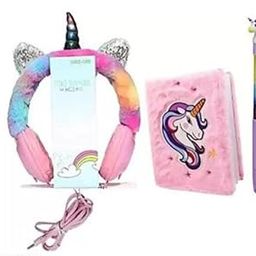 FATFISH Wired Headphone//Diary for Kids/Unicorn Headphone//Unicorn Stationery Set for Kids Fur Dairy with Gel Pen (Combo 3 PCS) Wired Headset-14