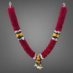 SHRI MATAJI Store Handmade Garland Mala for God Photo Frame Decoration Multipurpose Red Cloth Garland (Multicolor)-image-87