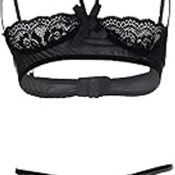 Women's Sexy Lace Front Open Wired Bra and Panty Lingerie Set Free Size-image-33