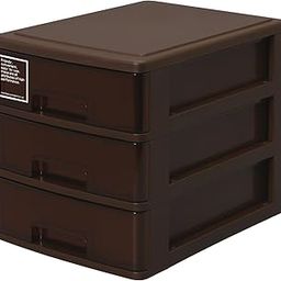 Sanko Plastic Small Storage 3 Tiers, Silky Width 10.9 x Depth 13.8 x Height 11.0 inches (25.2 x 35 x 28 cm), Brown-12
