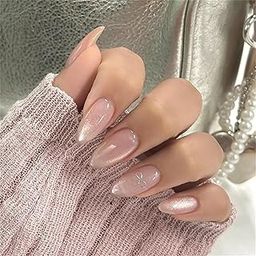 Nakhi 24 Reusable Artificial Fake Nail Set | Base Silver Glitter with Bow Design Glossy Nails | Lightweight & Long Lasting | Quick Fix For Festivals & Special Occasions-37