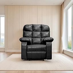 Seventh Heaven Lumina 1 Seater Recliner | Single Sofa Chair for Living Room Comfort | Ergonomic Design (Leatherette - Black)-image-53