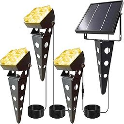Mii-PWR Solar Spotlight Landscape Lights Outdoor IP65 Waterproof 13ft Cable Auto On/Off with 3 Warm White for Outdoor Garden Yard Landscape Downlight (Warm White, 3-in-1)-picture-16