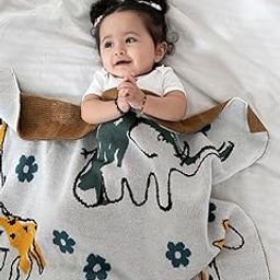 haus & kinder Knitted Baby Blanket – Ultra-Soft Animal Print for Newborns (80x100 cm), Crib & Stroller Use, Baby Shower Gift (0–2 Years)-12