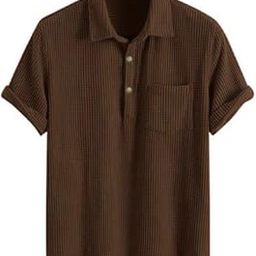 Mens Waffle Knit Polo Tshirt Collar Knitted Shirt for Men M to 3XL-image-58
