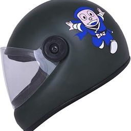 Stylish Cartoon Character Sticker Full Face Helmet for Kids || Baby Safety and Comfort || (3-12 Years) (Free, Green Matte) (Non-Motorized)-image-49