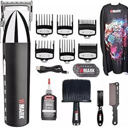 WMARK Ultra Premium Professional 9000 RPM 2 Speed Hair Clipper Set Zinc Alloy Body Digital Display 6 Guide Comb Taper Lever Cutting Cape Cleaning Brush Hair Brush Hair Sticker 180 min, Model 1-image-7